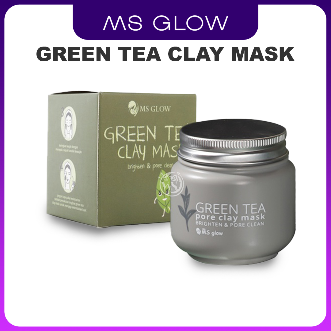 desain produk ms glow green tea clay mask gambar produk ms glow green tea clay mask