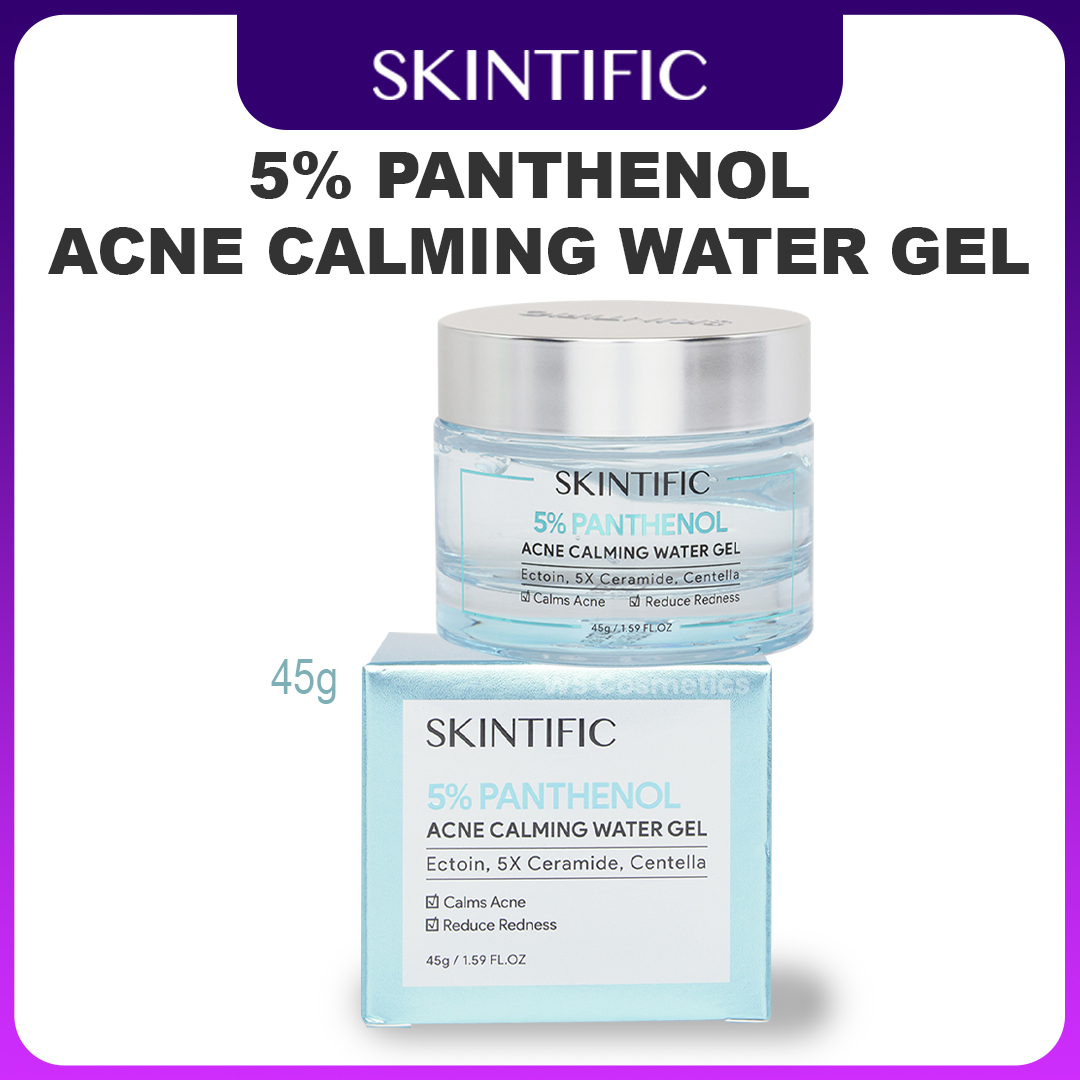 desain produk skintific 5% Panthenol Acne Calming Water Gel 45gr produk skintific 5% Panthenol Acne Calming Water Gel 45gr