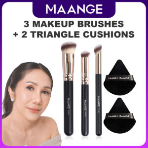 produk maange 3 Makeup Brushes + 2 Triangle Cushions