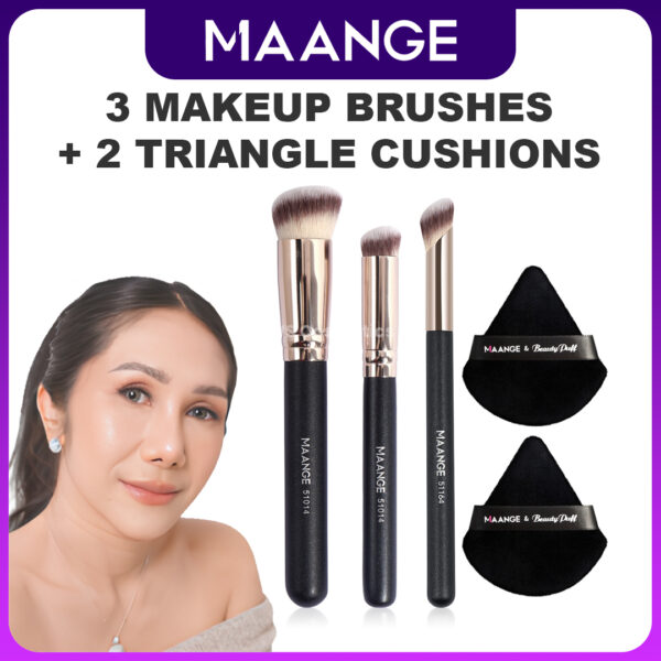 produk maange 3 Makeup Brushes + 2 Triangle Cushions