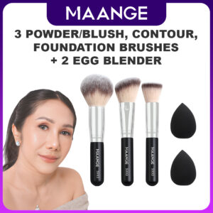 produk maange 3 PowderBlush, Contour, Foundation Brushes + 2 Egg Blender
