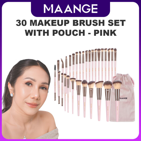 produk maange 30 Makeup Brush Set with Pouch - Pink
