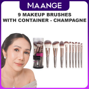 produk maange 9 Makeup Brushes with Container - Champagne