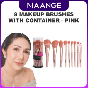 produk maange 9 Makeup Brushes with Container - Pink