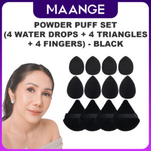 produk maange powder puff set (4 water drops + 4 triangles + 4 fingers) - black
