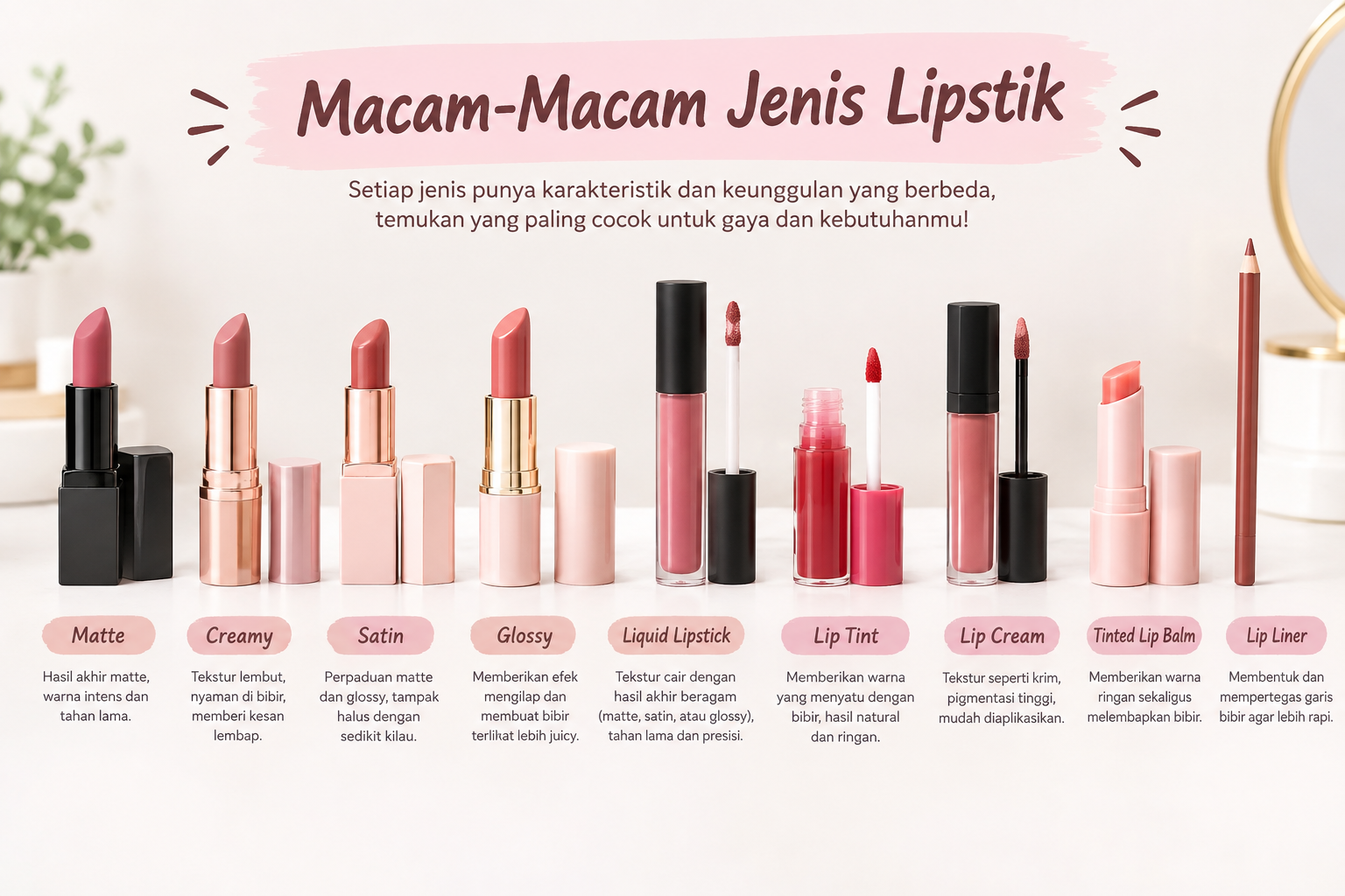Macam-Macam Jenis Lipstik & Perbedaannya, Mana yang Cocok untuk Kamu?